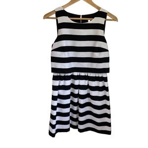 Kensie Black & White Striped and Layered Top Dress